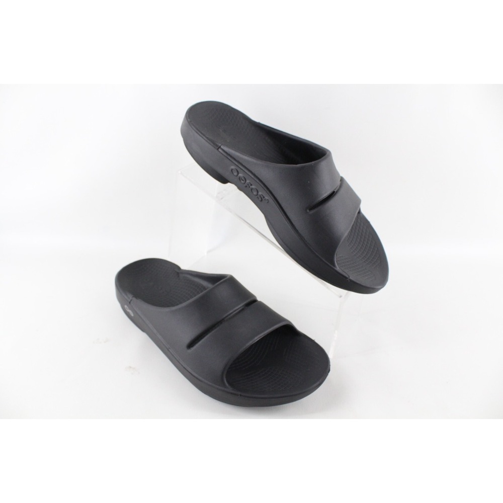 OOFOS OOahh Recovery Slides Mens 8 Womens 10 Black Sandals Slip On Shoes